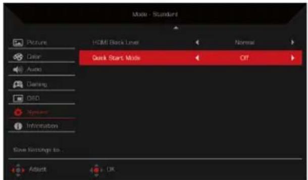 ACER Nitro RX241Y - Adjusting the System - 2