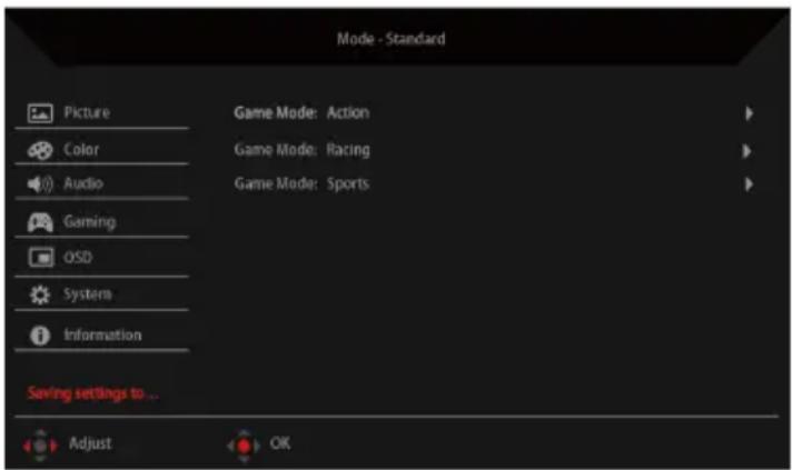 ACER Nitro RX241Y - Save Setting to...(User mode only) - 1