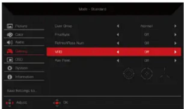 ACER Nitro RX241Y - Adjusting the Gaming - 1