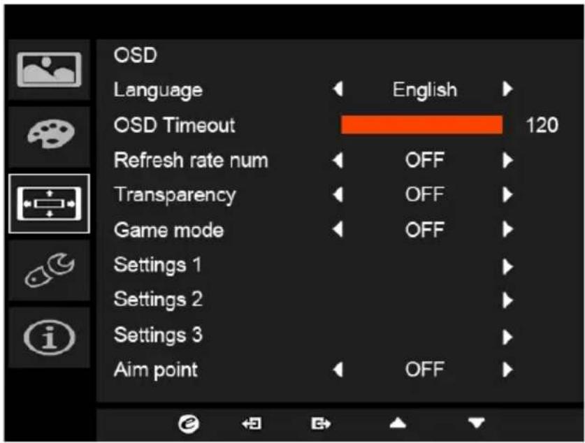 ACER Predator XB271HUT - Adjusting the OSD - 1