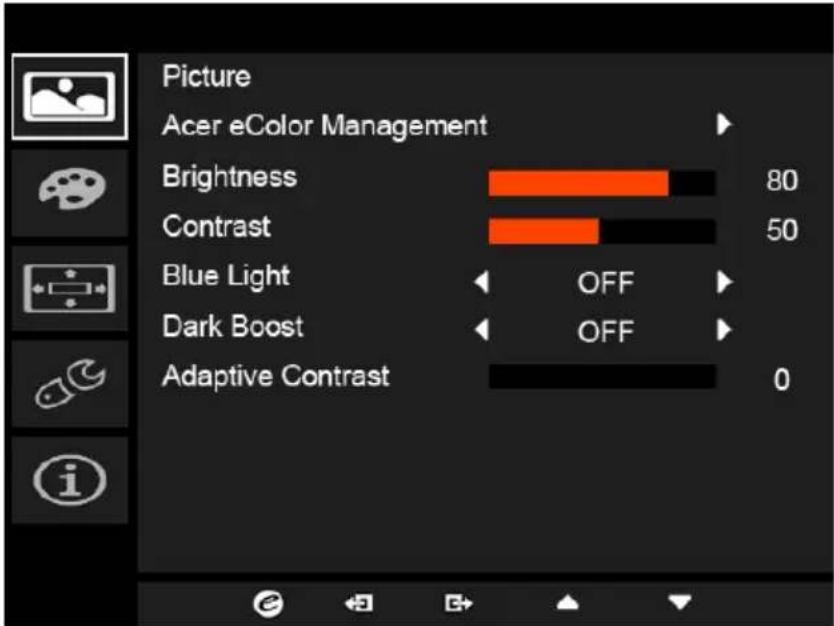ACER Predator XB271HUT - Adjusting the Picture - 1