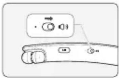 Diagram of a finger with labeled buttons and a directional arrow indicator