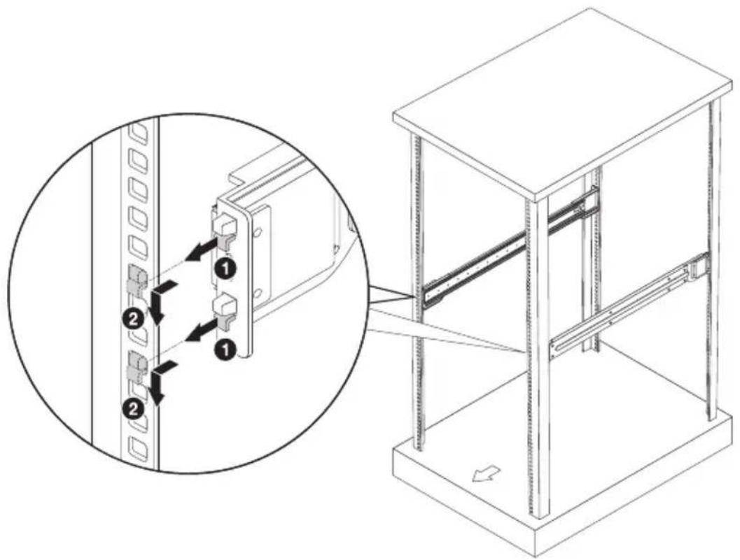 Technical diagram showing a mechanical assembly with labeled components and an inset view of the component being inserted.