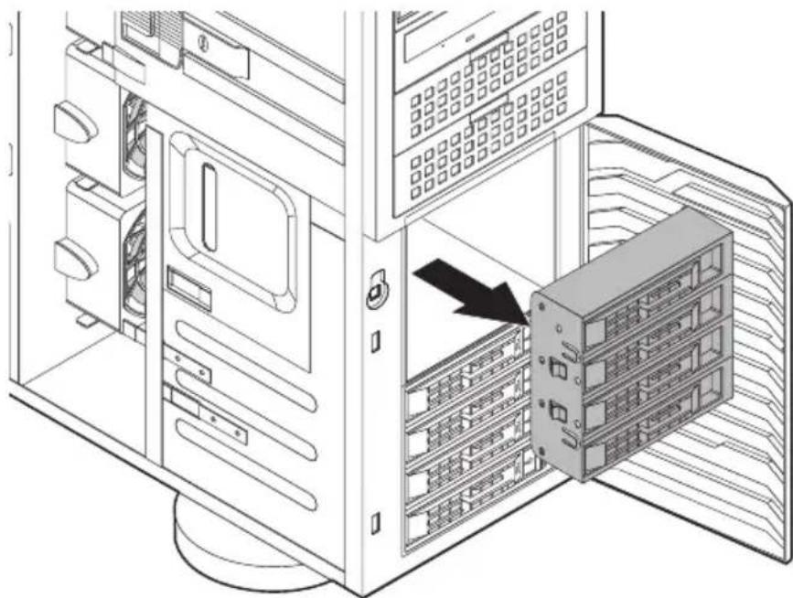 ACER AT350 F1 - Installing additional hard disk drives with carriers in the optional bay cage - 1