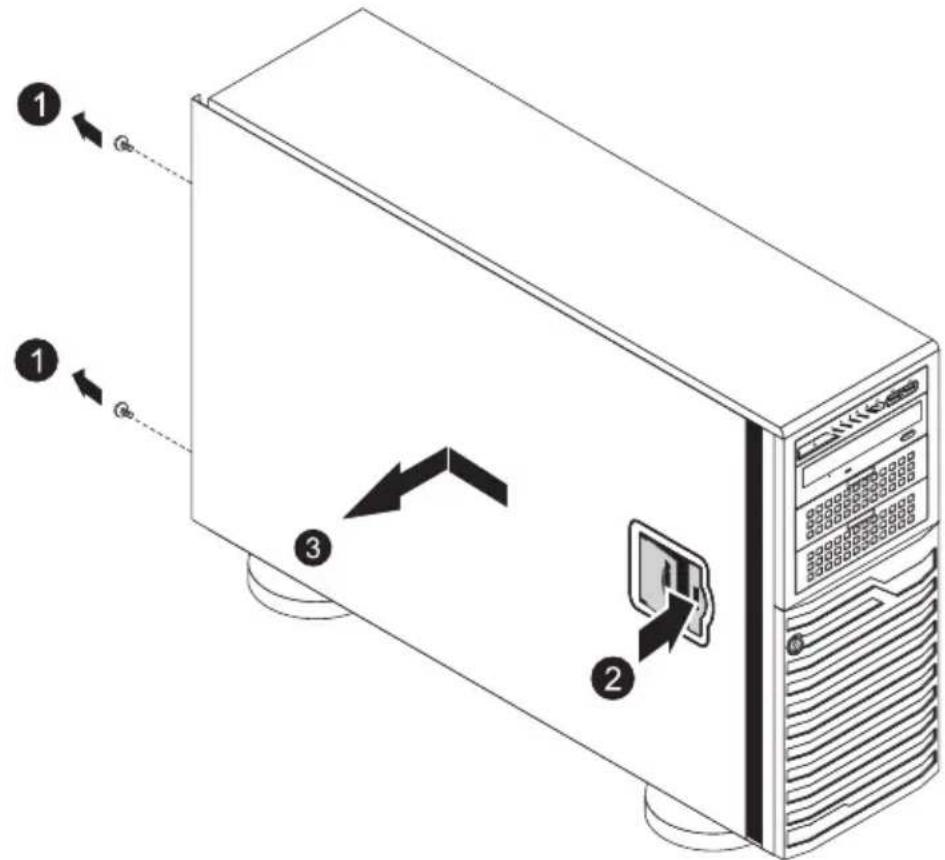 Diagram of a server rack with labeled components and directional arrows indicating movement or navigation.