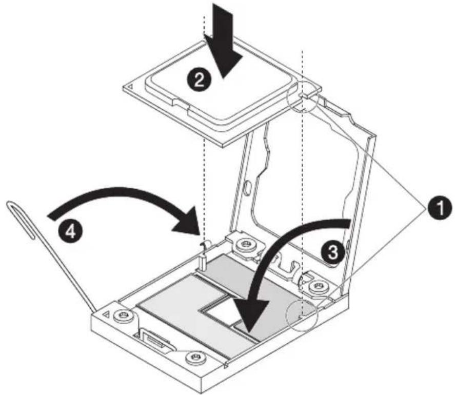 Diagram of a device interior with numbered components and directional arrows indicating assembly or movement.