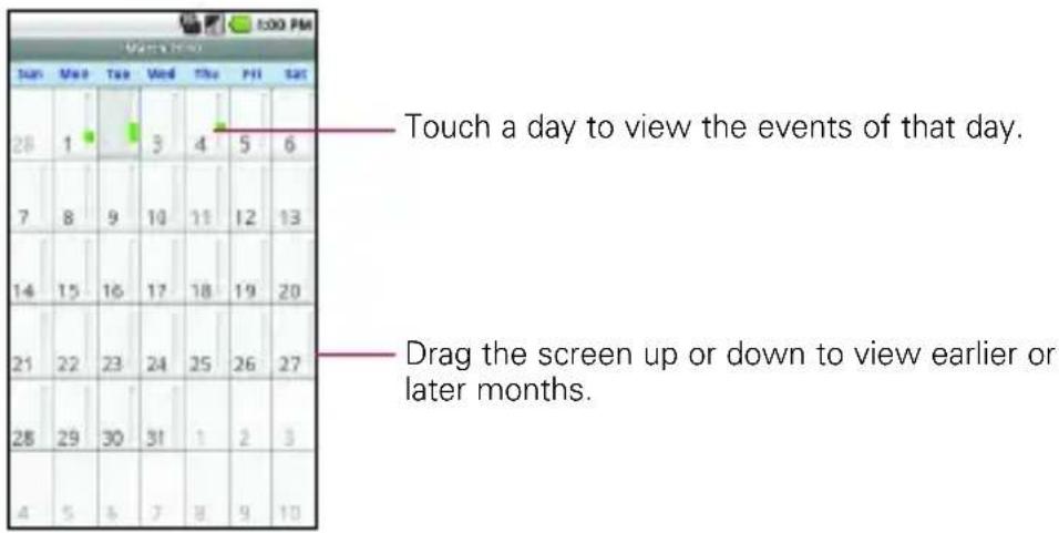 LG Ally - To switch to Month view - 1