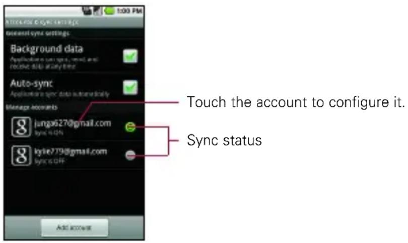 LG Ally - To configure general sync settings - 1