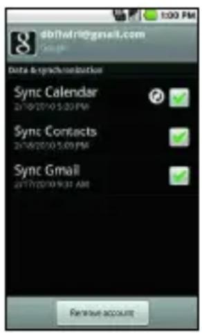 LG Ally - To change an account's sync settings - 1