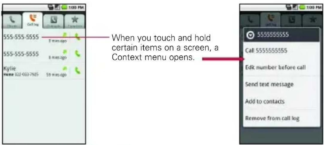 LG Ally - Context menus - 1