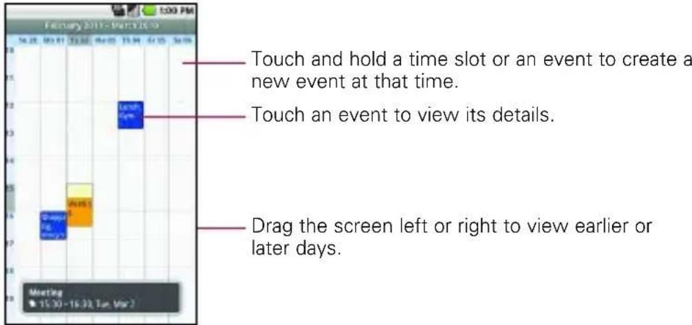 LG Ally - To switch to Week view - 1