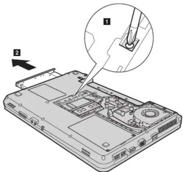 LENOVO Essential G550 - Removing the optical drive - 1