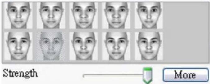 GENIUS Eye 110 - Um die Gesichtsverformungs-Eigenschaften zu benutzen: - 2