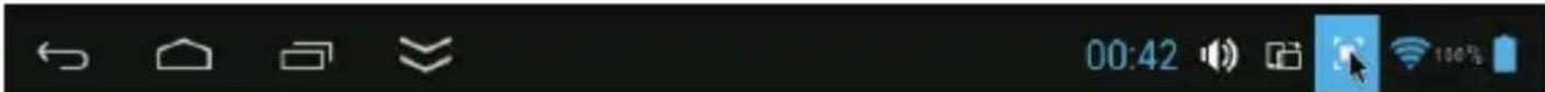 Mobile status bar screenshot showing navigation icons and timecode