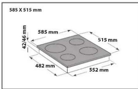 585 X 515 mm 585 mm 42/46 mm 515 mm 482 mm 552 mm
