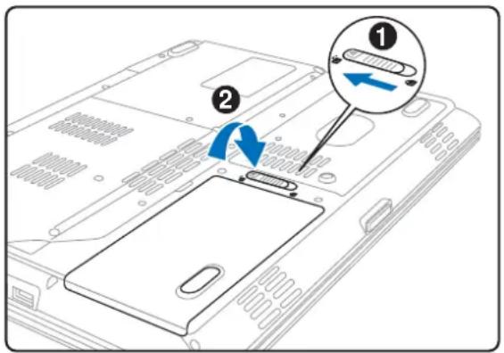 ASUS A8JS - Installing and Removing the Battery Pack - 2