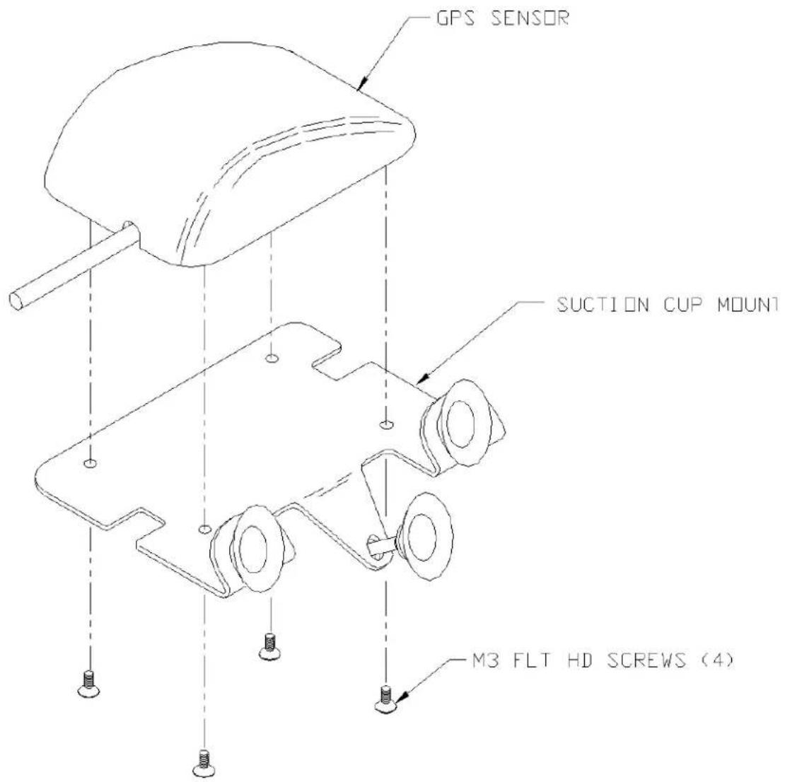 GPS SENSOR SUCTION CUP MOUNT M3 FLT HD SCREWS (4)