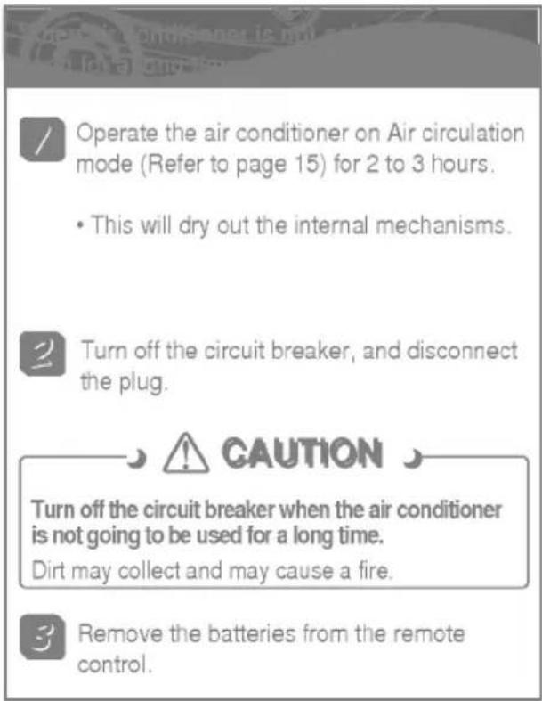 LG LS-C076ZRC0 - When the air conditioner is not going to be used for a long time. - 1