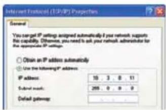 Internet Protocol (TCP/IP) Properties General You target IP settings assigned automatically if your network supports this capability. Otherwise, you need to ask your network administrator for the appropriate IP settings. Obtain an IP address automatically Use the following IP address: IP address: 10 3 8 11 Submit mode: 255 0 0 0 Default gateway: