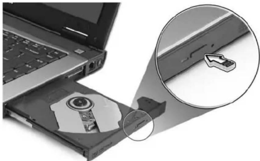 ACER TravelMate 2480 - Ejecting the optical (CD or DVD) drive tray - 1