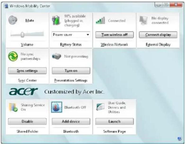 ACER TravelMate 2480 - Windows Mobility Center - 1
