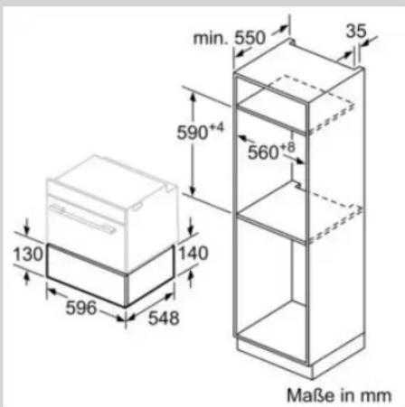 min. 550 35 590+4 560+8 130 140 596 548 Maße in mm
