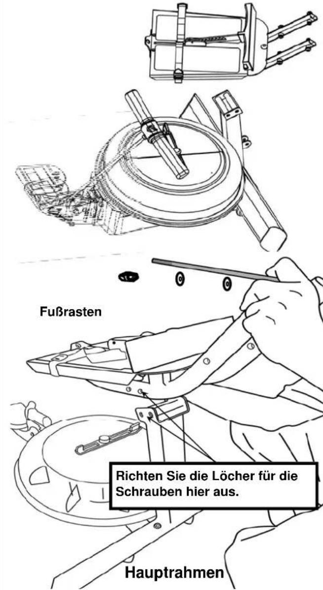 First Degree Fitness VX-2 Fluid Rower - Befestigen der Fußrasten am Hauptrahmen für VX-2 - 1