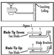 Touching Ceiling Figure 1 Blade Tip Down: Fan Blade Blade Brackets Blade Tip Up: Fan Blade