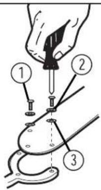 Diagram showing a hand holding a tool with three labeled steps: initial contact, step 2, and final contact.