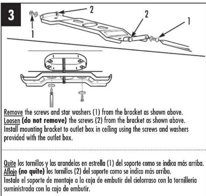 WESTINGHOUSE Casanova - MOUNTING BRACKET INSTALLATION INSTALACIÓN CON SOPORTE DE MONTAJE - 1