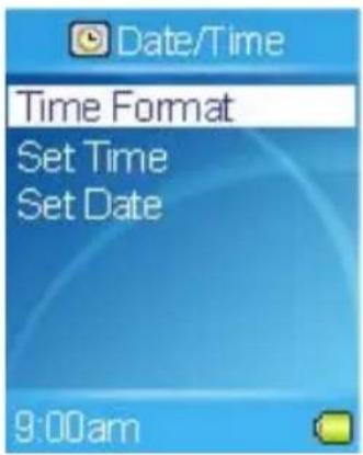 Date/Time Time Format Set Time Set Date 9:00am