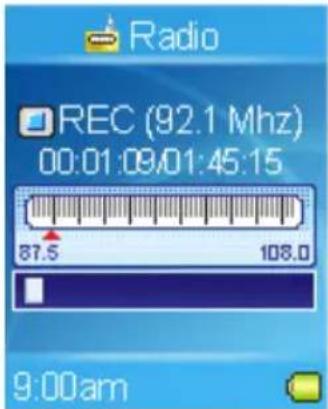 Radio REC (92.1 Mhz) 00:01:09:01:45:15 87.5 108.0 9:00am