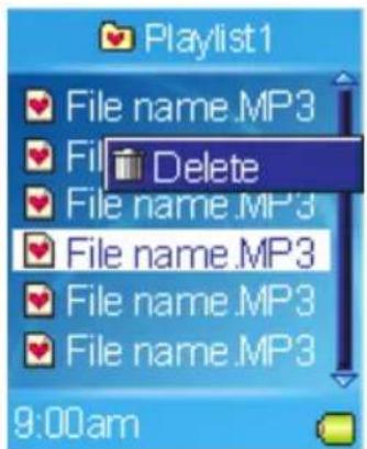 Playlist1 File name.MP3 File Delete File name.MP3 File name.MP3 File name.MP3 File name.MP3 9:00am