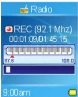 Radio REC (92.1 Mhz) 00:01:09:01:45:15 87.5 108.0 9:00am