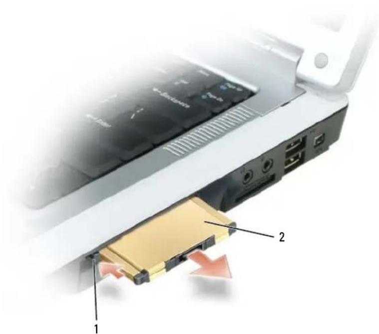 DELL Inspiron E1505 - Entfernen einer ExpressCard oder einer Platzhalterkarte - 3