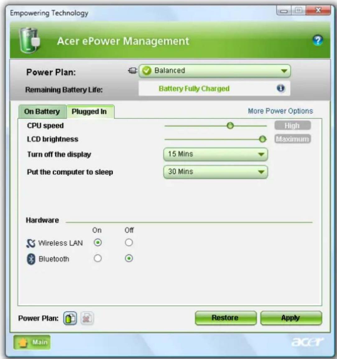 ACER Aspire 2920 - Battery status - 1