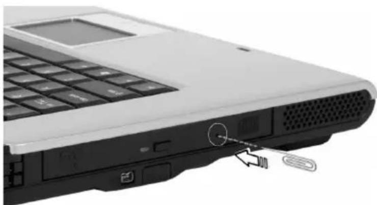 ACER Aspire 1520 - Emergency ejection of the optical drive tray - 1
