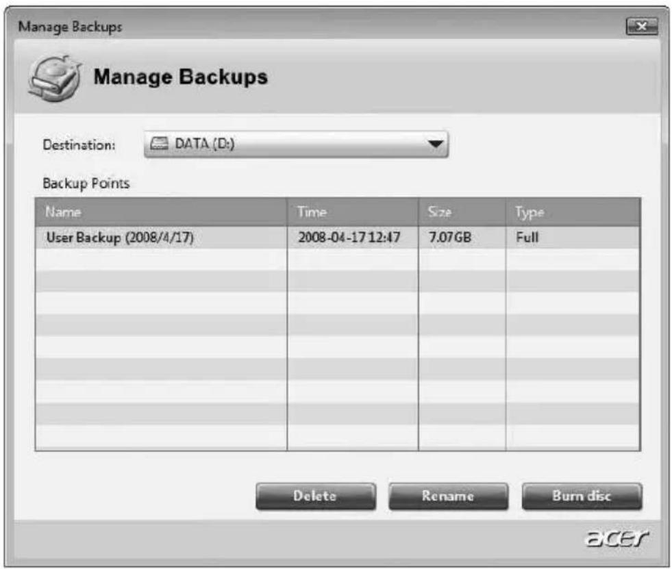 ACER Aspire 5535 - Manage user backups - 1