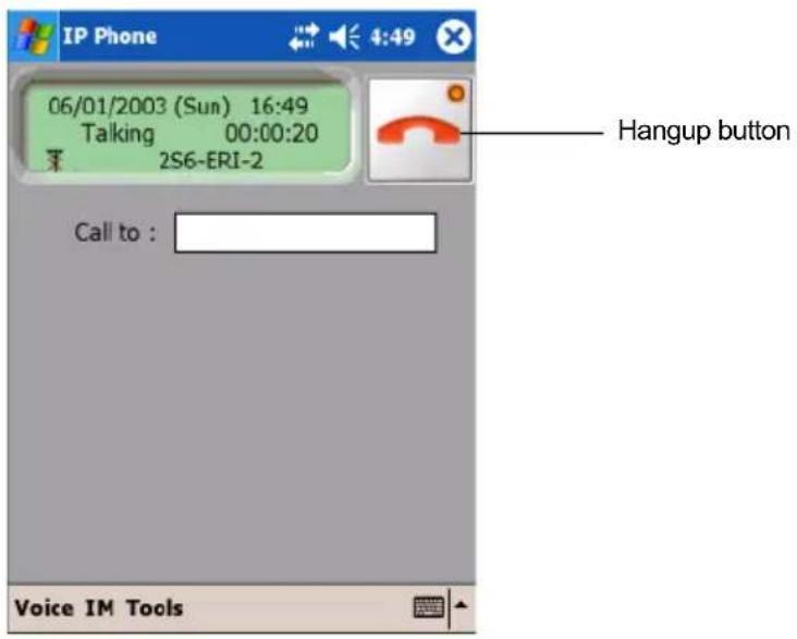 IP Phone 06/01/2003 (Sun) 16:49 Talking 00:00:20 2S6-ERI-2 Hangup button Call to : Voice IM Tools