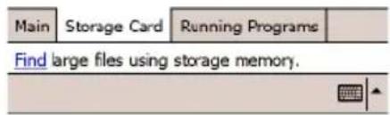 Main Storage Card Running Programs Find large files using storage memory.