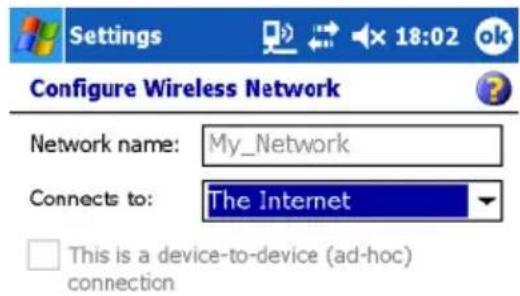 Settings Configure Wireless Network Network name: My_Network Connects to: The Internet This is a device-to-device (ad-hoc) connection
