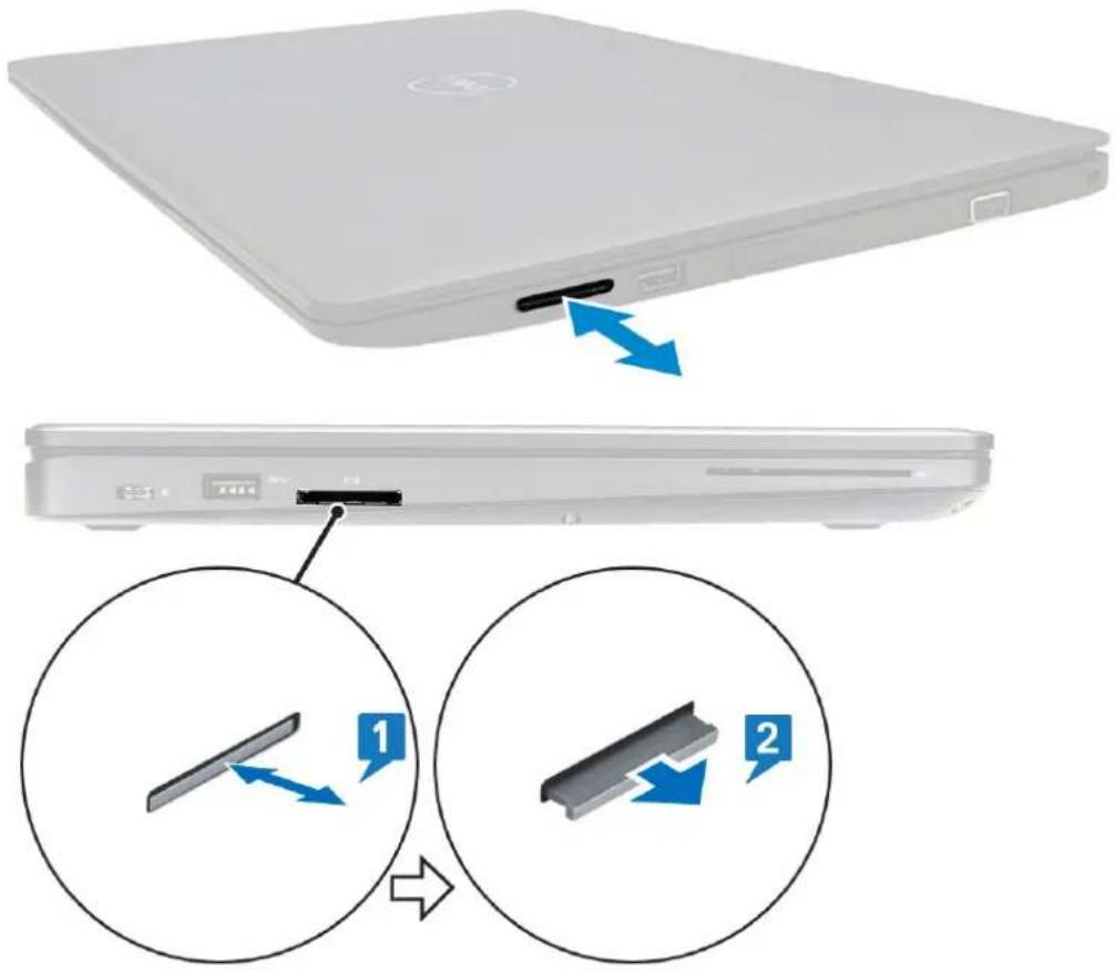 DELL Latitude 5491 - Removing the SD card – WWAN models - 1