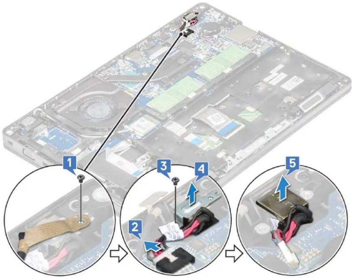 DELL Latitude 5491 - Removing the power connector port - 1