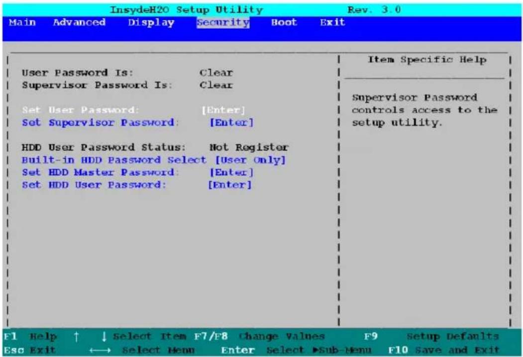 TOSHIBA Mini NB100 - BIOS Setup Menu - 1