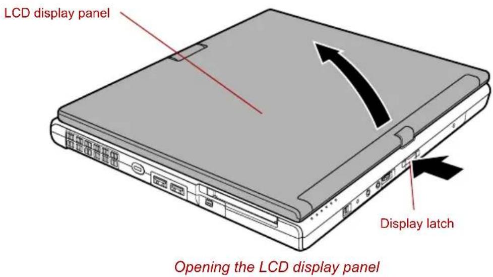 TOSHIBA Portege R400 - Opening the display - 2