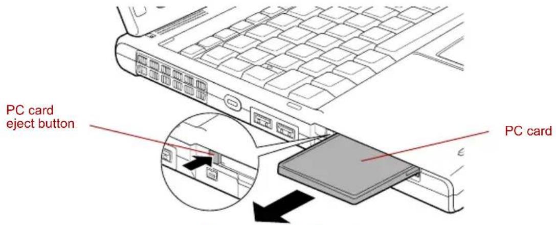 TOSHIBA Portege R400 - Removing a PC card - 2