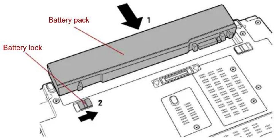 TOSHIBA Portege A600 - Installing the battery pack - 2
