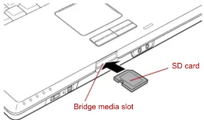 TOSHIBA Qosmio F20 - Inserting an SD card - 1