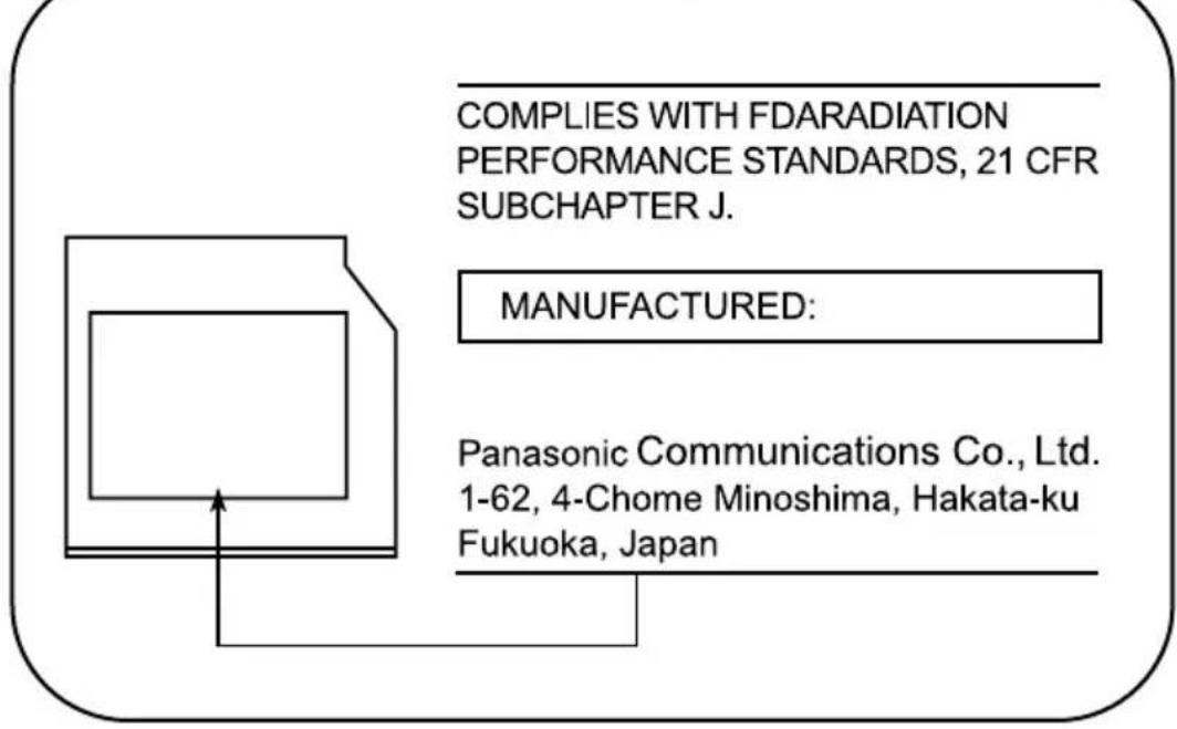 TOSHIBA Qosmio F20 - Location of the required label - 1