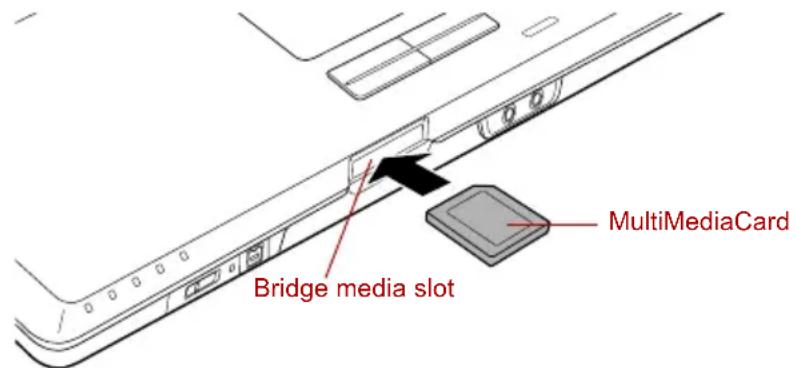 TOSHIBA Qosmio F20 - Inserting a MultiMediaCard - 1